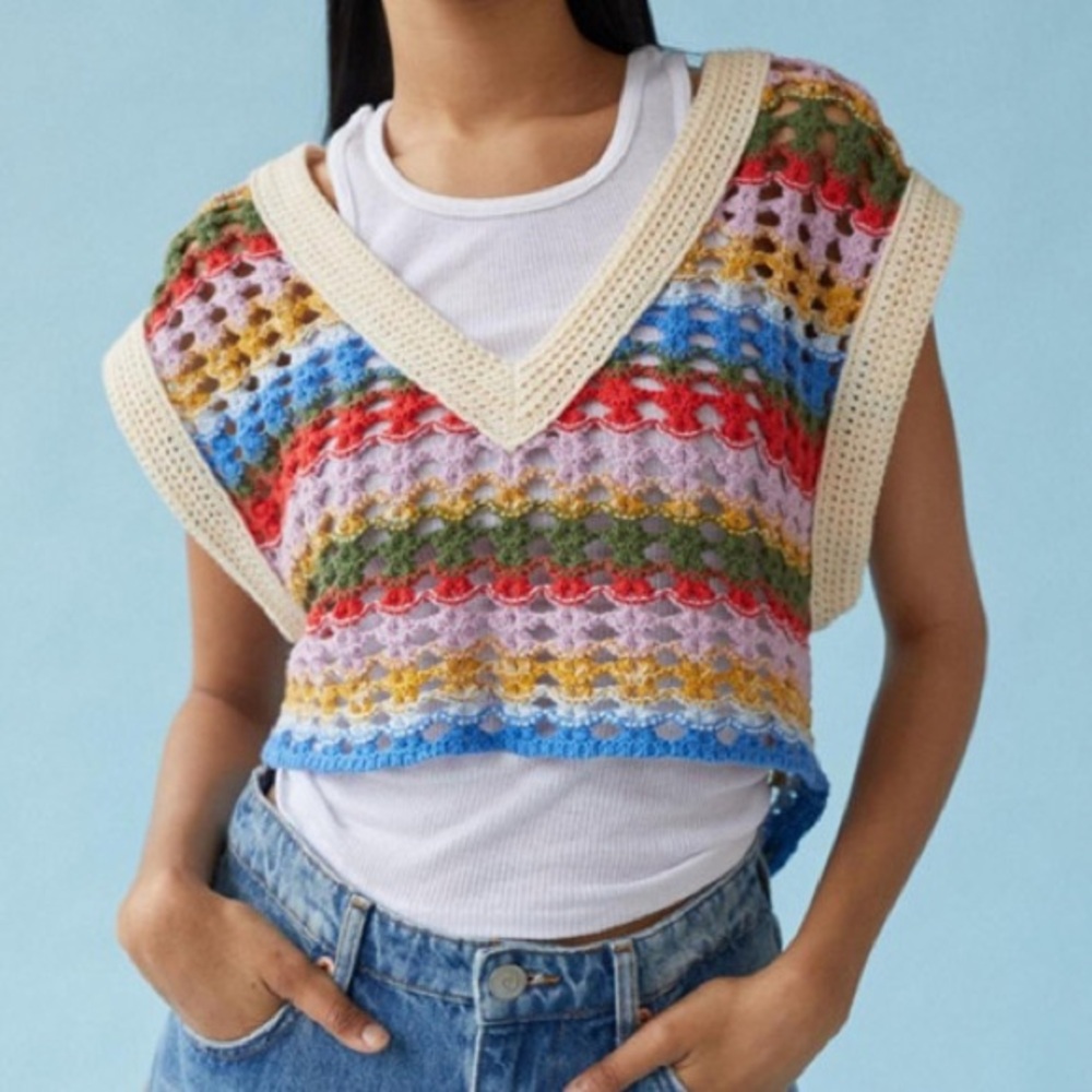 Urban outfitters BDG crochet knit cropped vest top